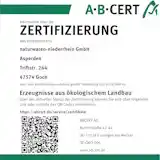 EU organic certificate for products from organic farming, front page