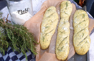 Dough for herb baguette