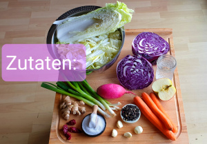 Kimchi purple ingredients close-up