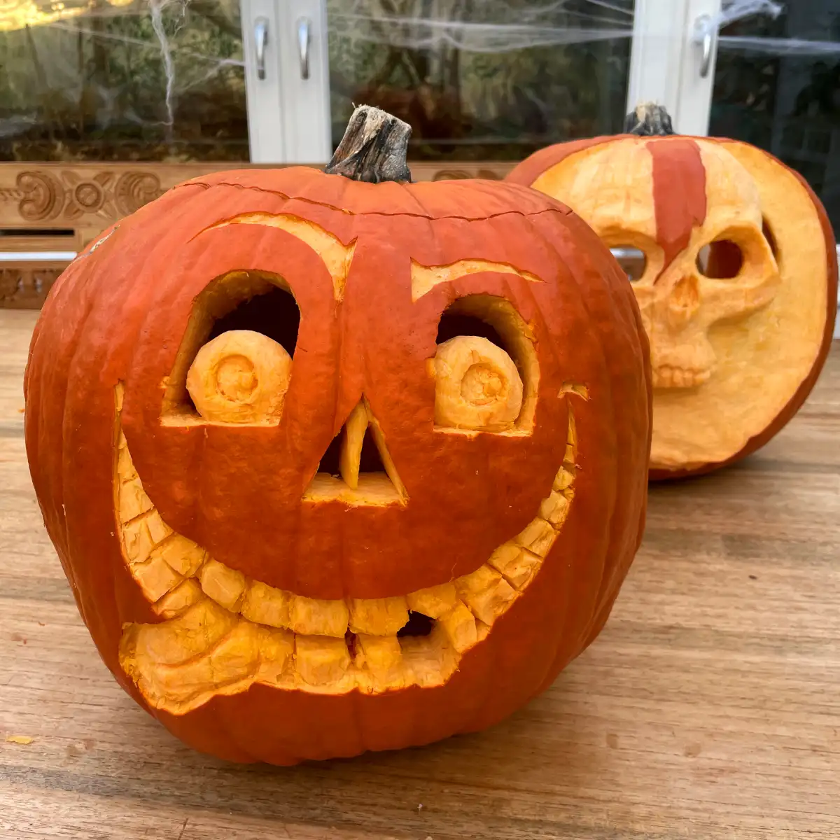 Carved pumpkin faces