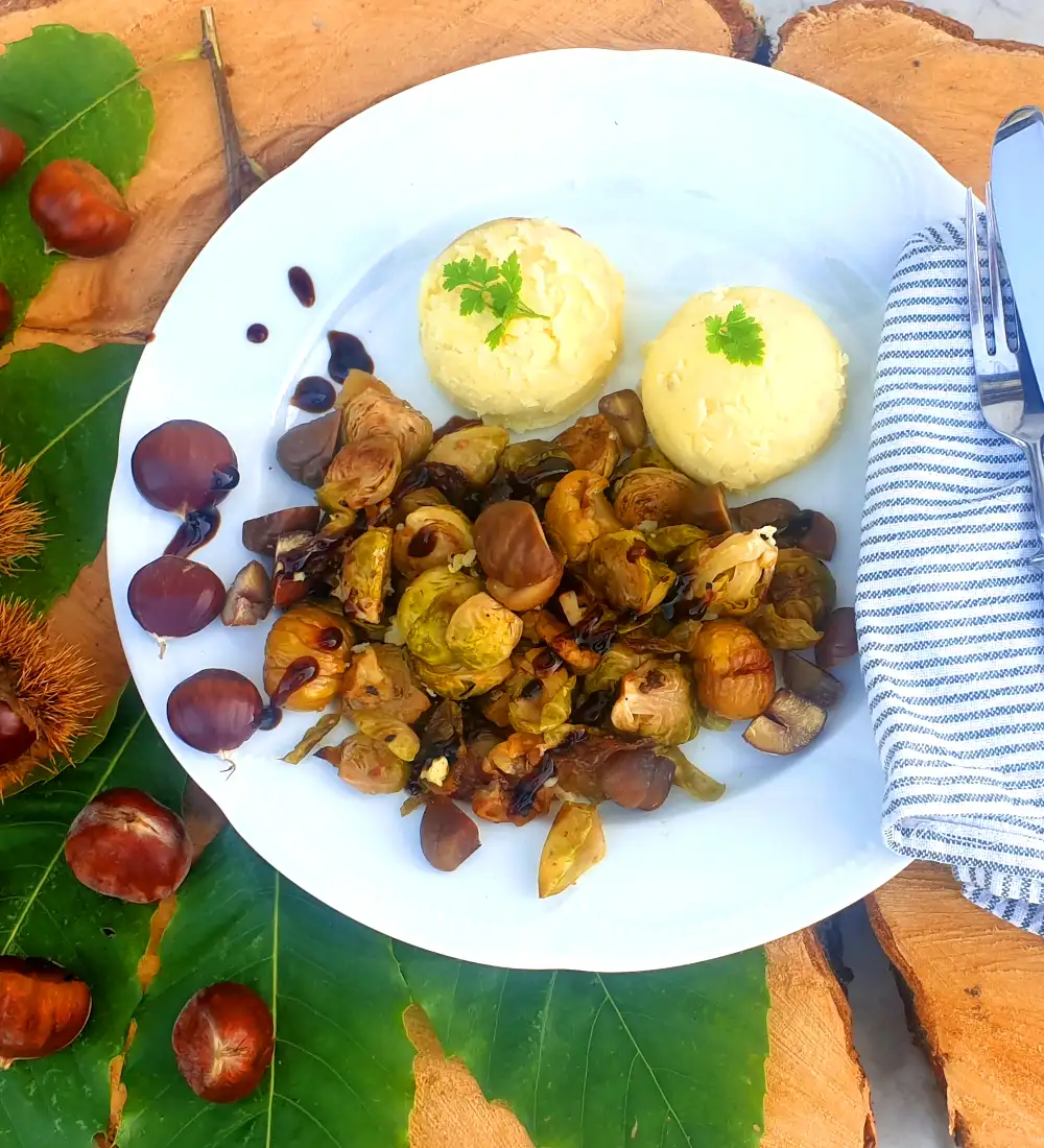 Spruitjes met kastanjes en aardappel-puree